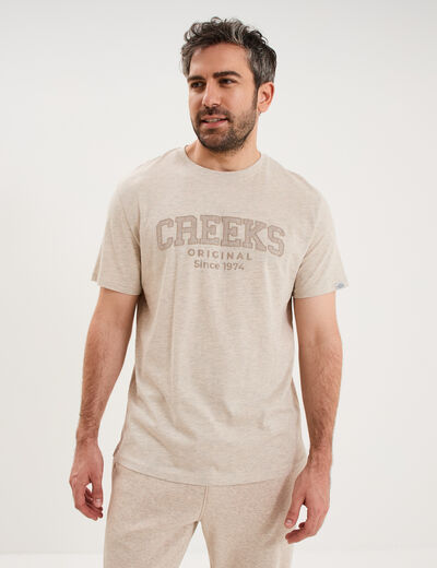 T-shirt manches courtes coton beige homme