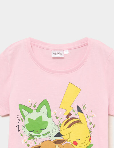 Ensemble pyjama short coton Pok&eacute;mon rose fille