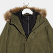 Parka droite doubl&eacute;e &agrave; capuche vert kaki gar&ccedil;on