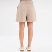 Short large avec pinces beige femme