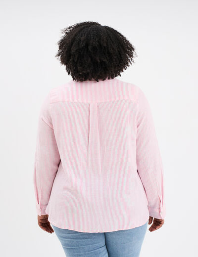 Chemise oversize lin mélangé rose femme grande taille