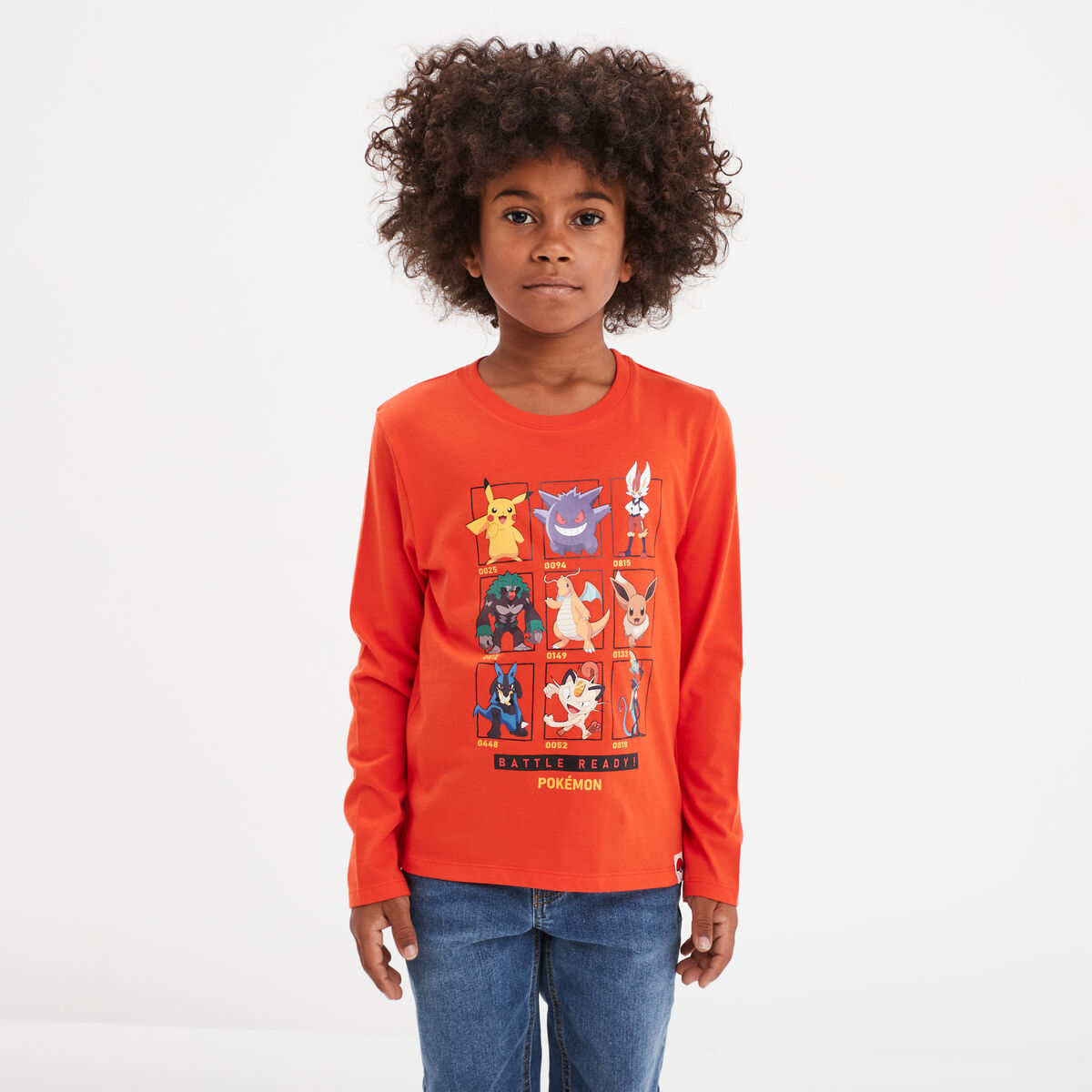 T-shirt coton manches longues Pokémon orange foncé garçon