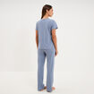 Ensemble pyjama t-shirt pantalon coton bleu gris femme