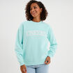 Sweat molleton col rond manches longues bleu turquoise femme