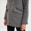 Manteau mi-long cintr&eacute; zipp&eacute; col montant gris fonc&eacute; femme