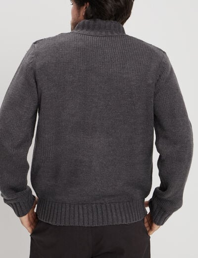 Gilet zippé avec torsades gris foncé homme