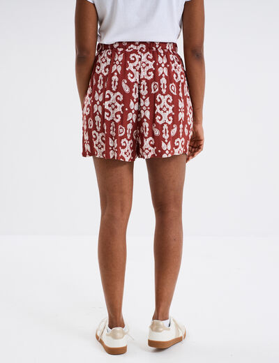 Short large crêpe avec pampilles terracotta femme