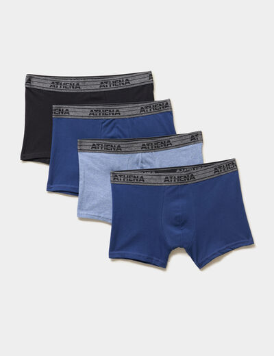 Lot 4 boxers coton stretch Athena bleu homme