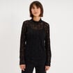 Blouse dentelle col montant noir femme