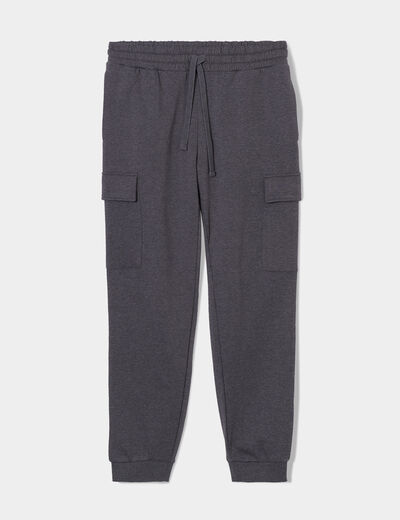 Pantalon jogging cargo poches latérales gris foncé homme