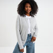 Gilet col rond manches longues gris clair femme