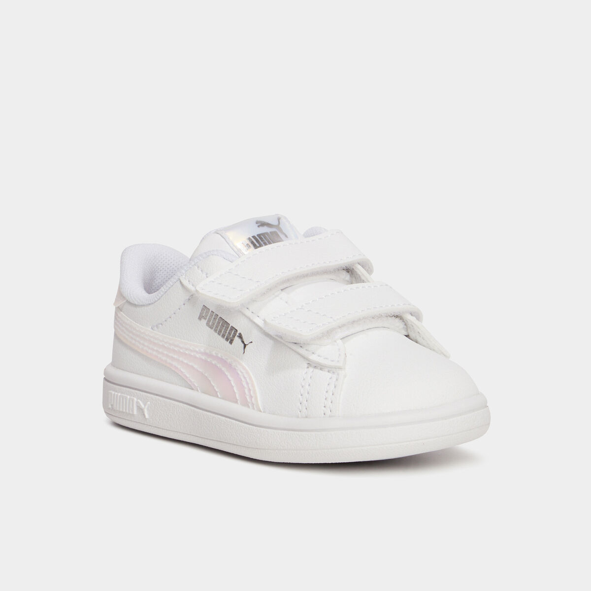 Tennis basses à scratchs Puma Smash blanc bébé fille