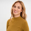 Pull ajust&eacute; c&ocirc;tel&eacute; col montant vert olive femme
