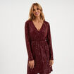 Robe &agrave; sequins manches longues rouge fonc&eacute; femme
