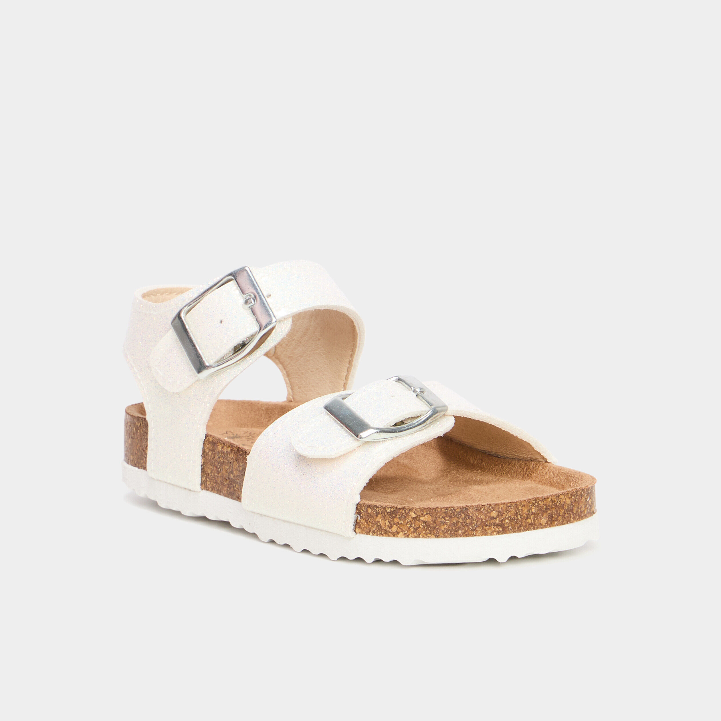 Sandales à boucles plates blanc fille LH