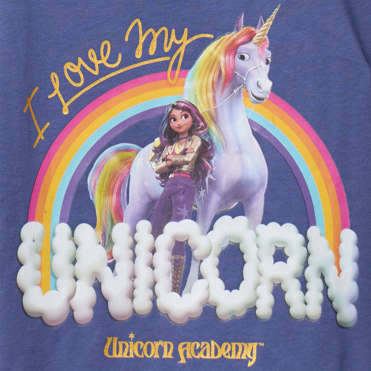 T-shirt coton L'&Eacute;cole des licornes gris fille