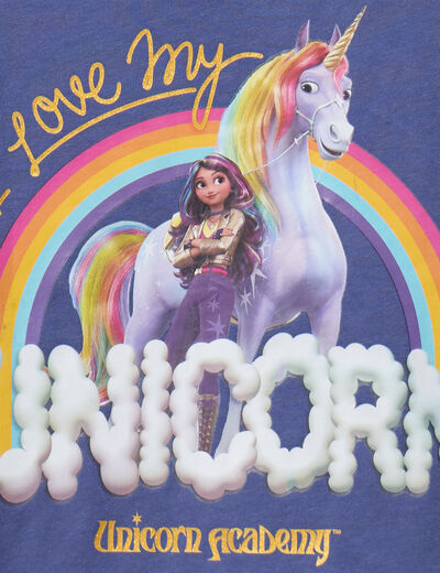 T-shirt coton L'&Eacute;cole des licornes gris fille