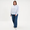 Chemise brod&eacute;e 1 poche manches longues bleu femme grande taille