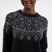 Pull jacquard col rond manches longues noir femme