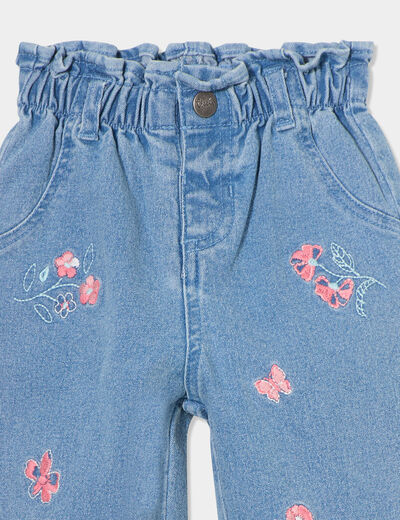 Jeans paperbag brodé coton majoritaire denim double stone bébé fille