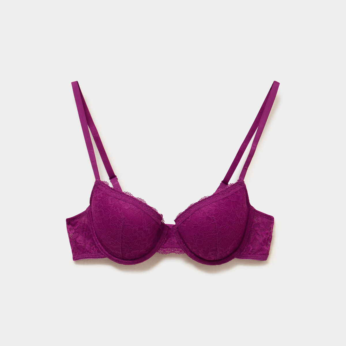Soutien-gorge corbeille padd&eacute; dentelle violet fonc&eacute; femme