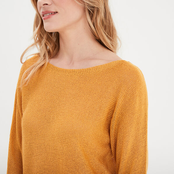 Pull manches longues jaune moutarde femme