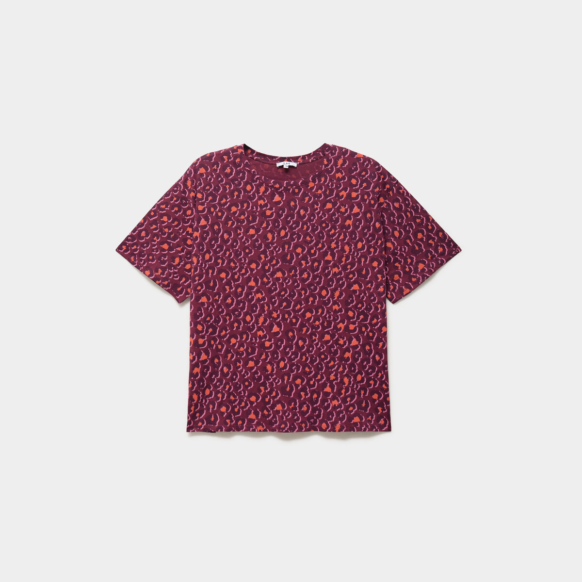 T-shirt col rond manches courtes coton bordeaux femme grande taille