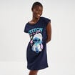 Chemise de nuit manches courtes Stitch bleu marine femme