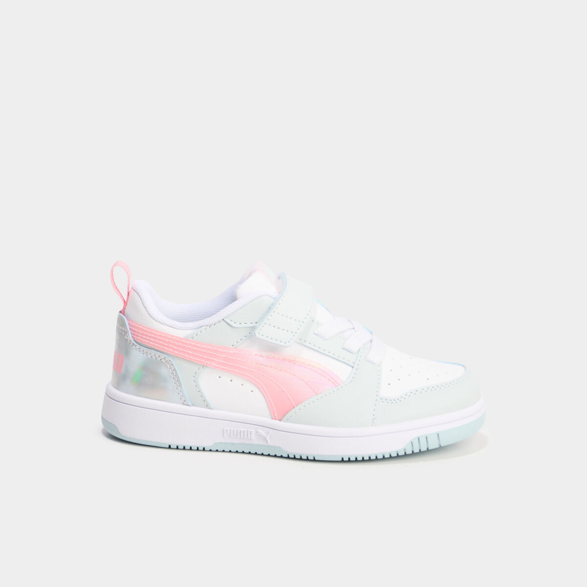 Tennis basses &agrave; scratchs Puma REBOUND V6 vert pastel fille
