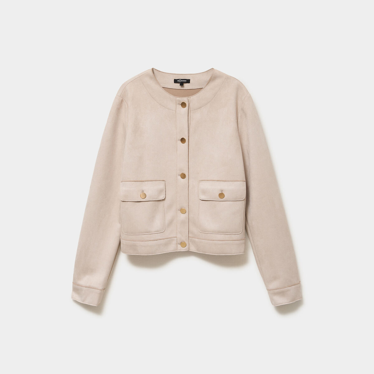 Veste boutonn&eacute;e effet su&eacute;dine beige femme