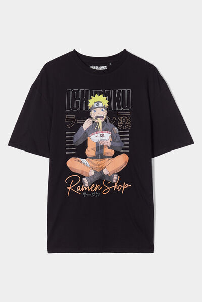 T-shirt manches courtes coton Naruto noir homme