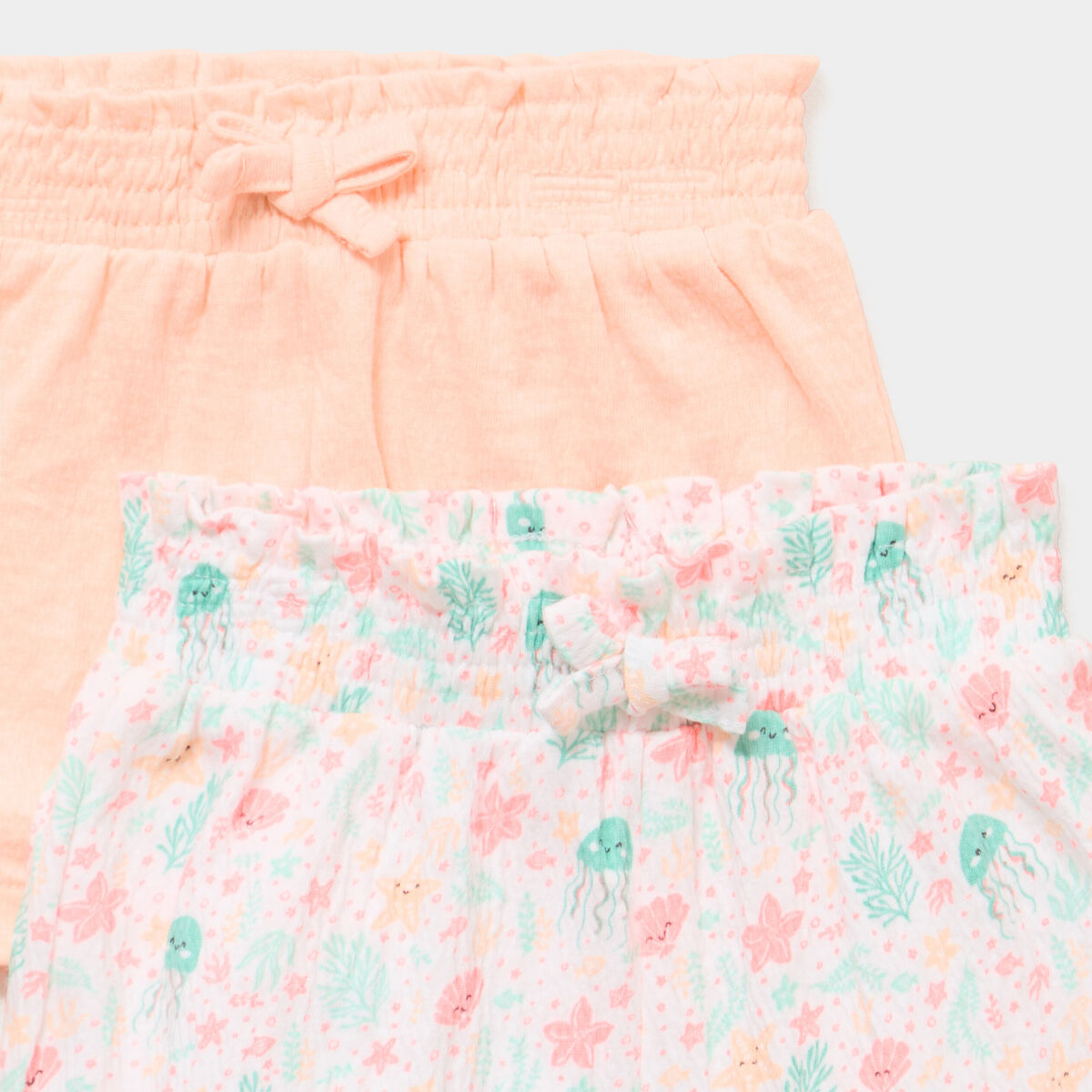 Lot 2 shorts tailles &eacute;lastiqu&eacute;es blanc b&eacute;b&eacute; fille