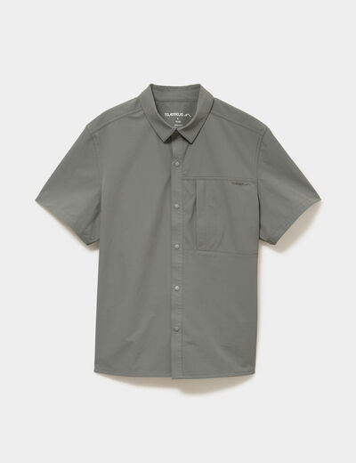 Chemise d&eacute;perlante droite stretch gris homme