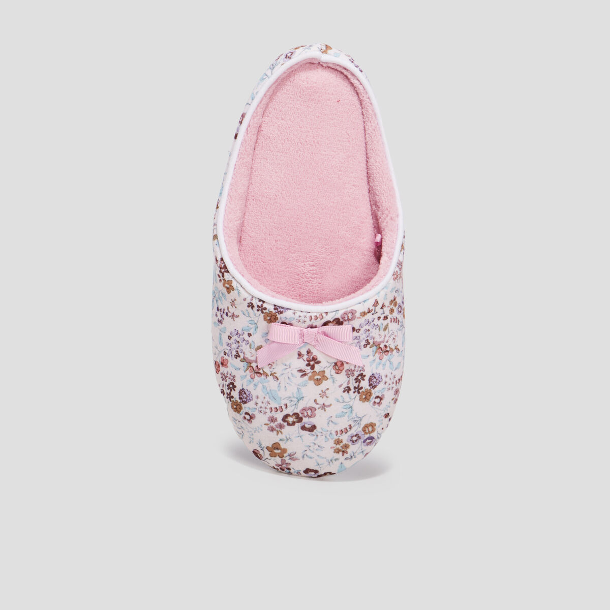 Chaussons mules fleuris rose femme
