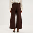 Pantalon large poche plaqu&eacute;e cropped marron fonc&eacute; femme