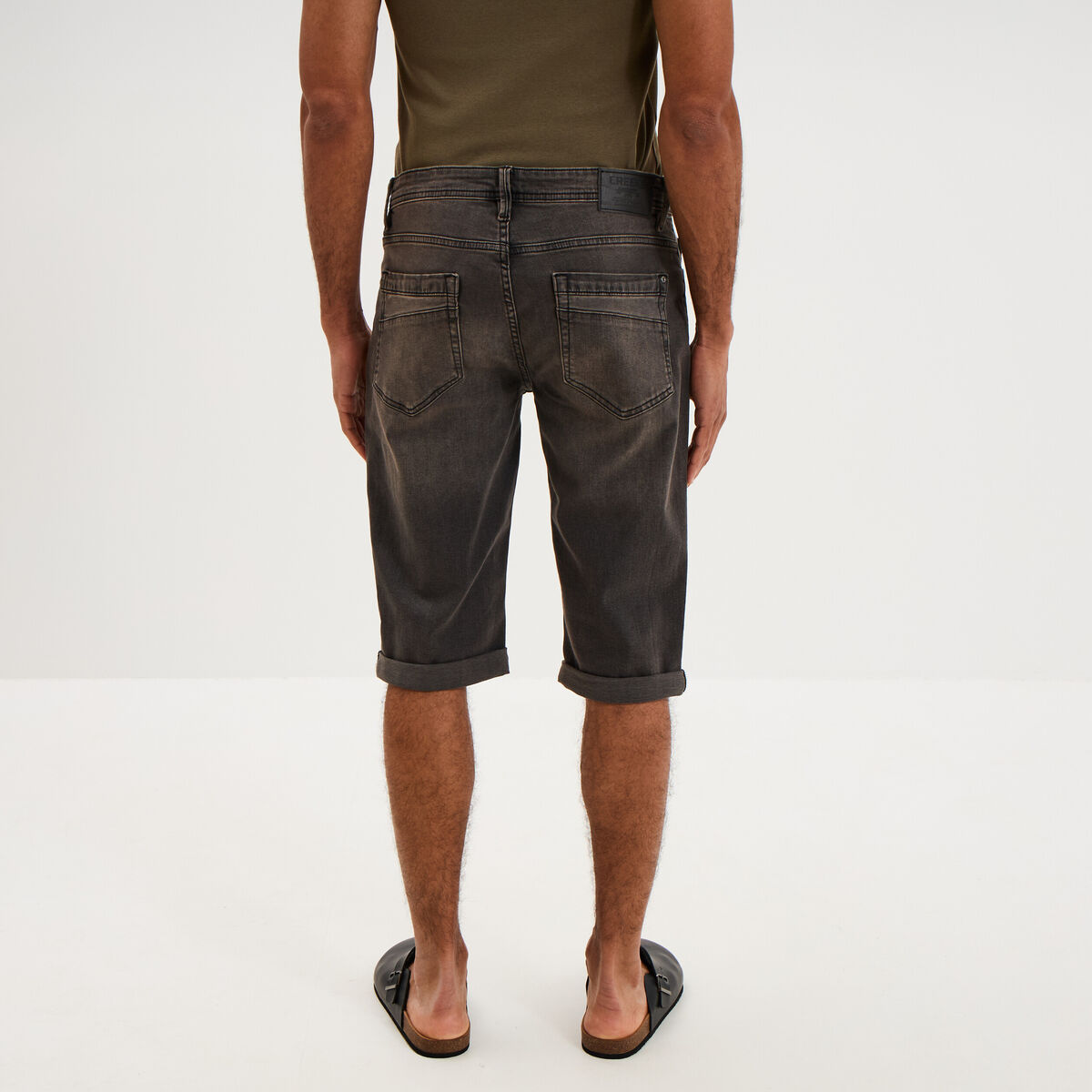 Bermuda short en jean regular denim noir homme