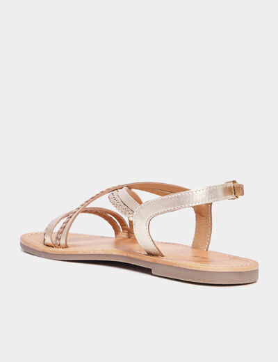 Sandales brides tressées en cuir Creeks jaune or fille
