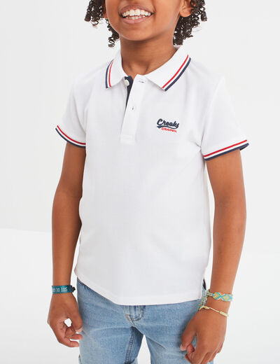 Polo manches courtes coton Creeks blanc garçon