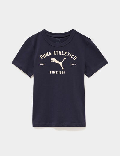 T-shirt manches courtes col rond Puma bleu marine gar&ccedil;on