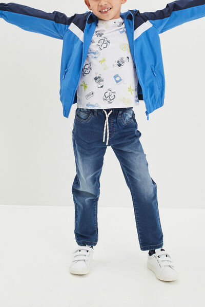 Veste droite à capuche bleu garçon