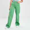 Pantalon wide leg taille haute vert femme