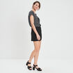 Blouse manches courtes avec dentelle noir femme