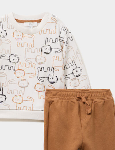 Ensemble de jogging 2 pi&egrave;ces ecru b&eacute;b&eacute; gar&ccedil;on