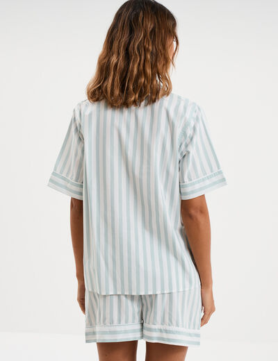 Ensemble pyjama short chemise coton ecru femme
