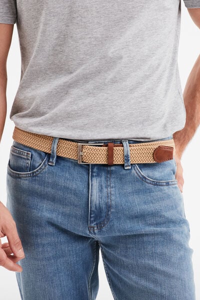 Ceinture tress&eacute;e sable homme