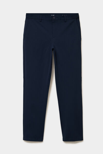 Pantalon chino slim sans repassage bleu marine homme