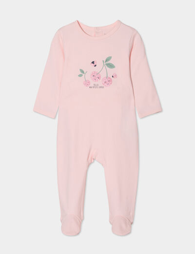 Dors-bien ouverture boutonné dos coton rose clair bébé fille