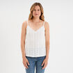 Débardeur broderie anglaise à bretelles blanc femme