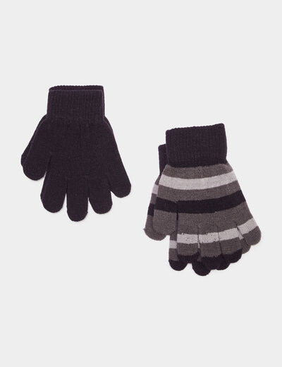 Lot 2 paires gants noir garçon