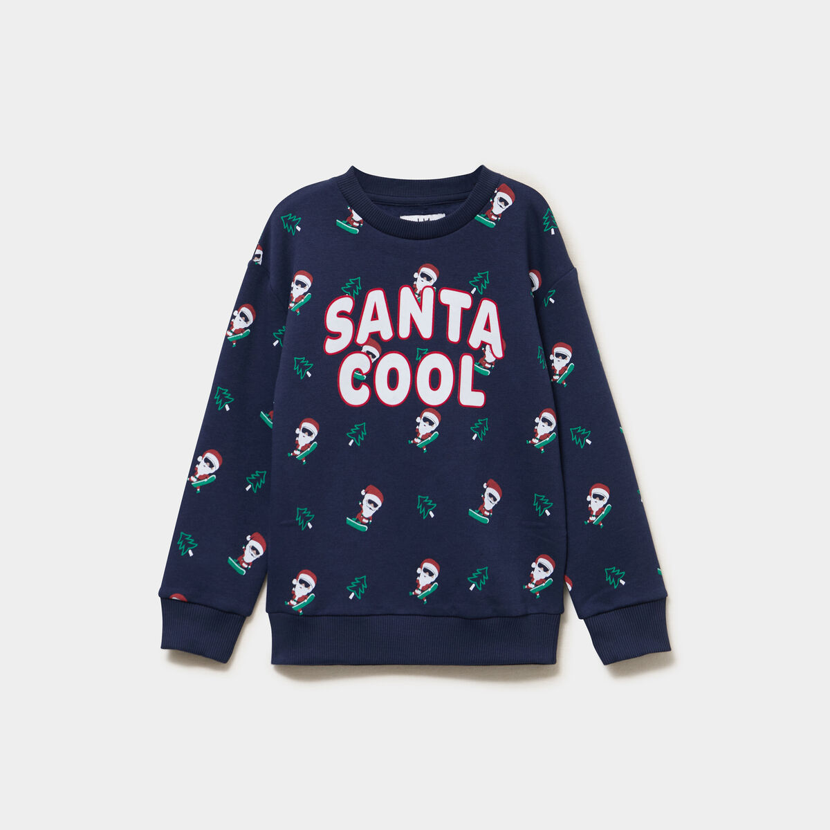 Sweat col rond manches longues No&euml;l bleu marine gar&ccedil;on